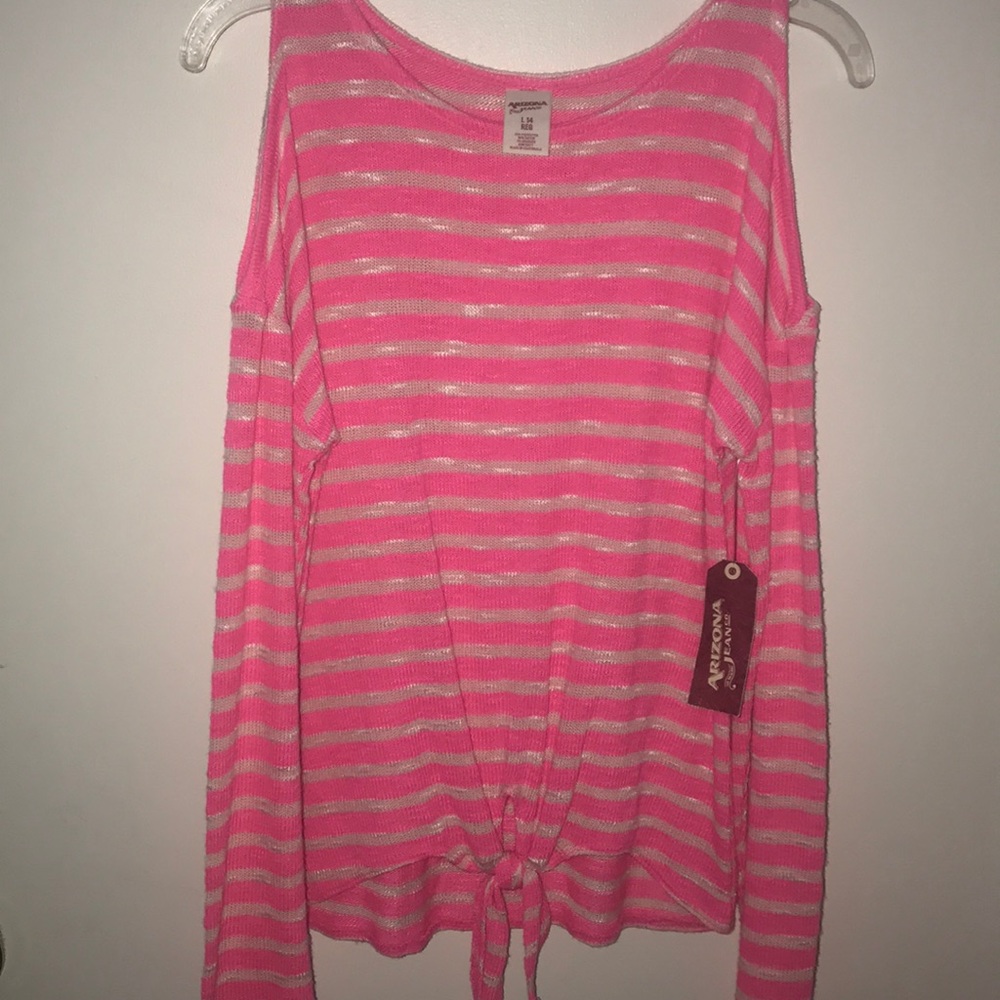 mesh pink and white blouse